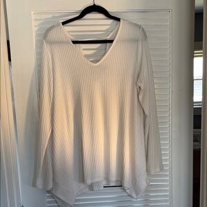 Tribal Cream V-Neck Women's Top with cut-out details to back